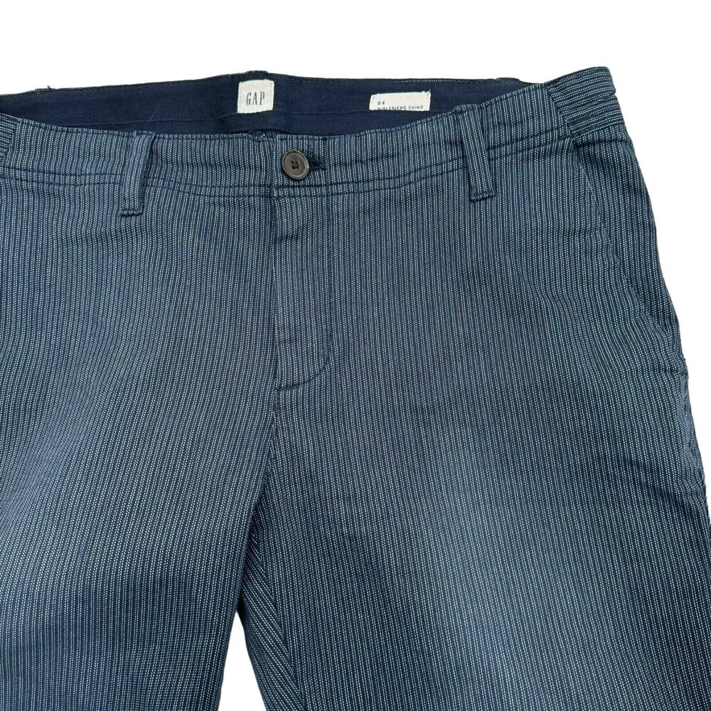 GAP women's size 4 girlfriend chino blue white pinstripe‎ straight leg stretch